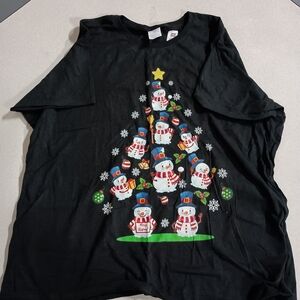 Festive Snowman Black Kids Shirt (A-25)